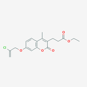 molecular formula C18H19ClO5 B12149324 ethyl 3-{7-[(2-chloroprop-2-en-1-yl)oxy]-4-methyl-2-oxo-2H-chromen-3-yl}propanoate 
