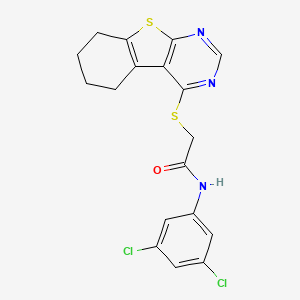 molecular formula C18H15Cl2N3OS2 B12149325 N-(3,5-dichlorophenyl)-2-(5,6,7,8-tetrahydro[1]benzothieno[2,3-d]pyrimidin-4-ylsulfanyl)acetamide 