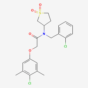 molecular formula C21H23Cl2NO4S B12149340 N-(2-chlorobenzyl)-2-(4-chloro-3,5-dimethylphenoxy)-N-(1,1-dioxidotetrahydrothiophen-3-yl)acetamide 