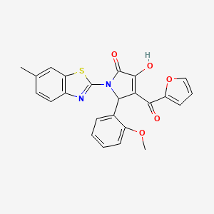 molecular formula C24H18N2O5S B12149369 4-(2-Furylcarbonyl)-3-hydroxy-5-(2-methoxyphenyl)-1-(6-methylbenzothiazol-2-yl)-3-pyrrolin-2-one 