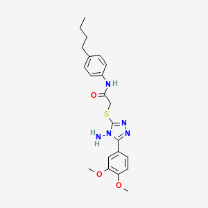 molecular formula C22H27N5O3S B12149583 2-[4-amino-5-(3,4-dimethoxyphenyl)(1,2,4-triazol-3-ylthio)]-N-(4-butylphenyl)a cetamide 