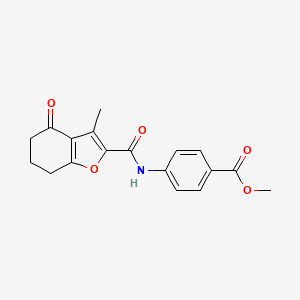 molecular formula C18H17NO5 B12149601 Methyl 4-{[(3-methyl-4-oxo-4,5,6,7-tetrahydro-1-benzofuran-2-yl)carbonyl]amino}benzoate 