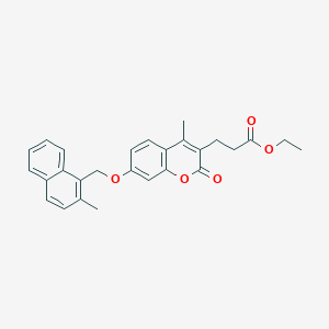 molecular formula C27H26O5 B12149638 ethyl 3-{4-methyl-7-[(2-methylnaphthalen-1-yl)methoxy]-2-oxo-2H-chromen-3-yl}propanoate 
