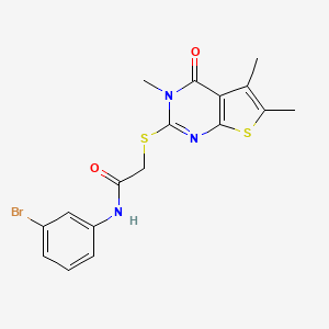 molecular formula C17H16BrN3O2S2 B12149665 N-(3-bromophenyl)-2-[(3,5,6-trimethyl-4-oxo-3,4-dihydrothieno[2,3-d]pyrimidin-2-yl)sulfanyl]acetamide 