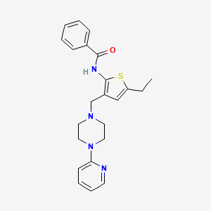 molecular formula C23H26N4OS B12149682 N-(5-ethyl-3-{[4-(pyridin-2-yl)piperazin-1-yl]methyl}thiophen-2-yl)benzamide 