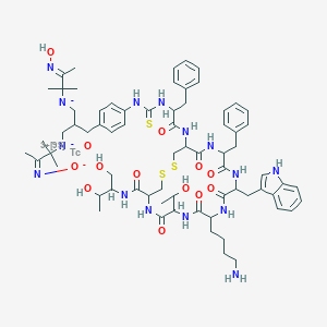 molecular formula C70H96N15O13S3Tc B121497 [2-[[4-[[1-[[10-(4-aminobutyl)-16-benzyl-4-(1,3-dihydroxybutan-2-ylcarbamoyl)-7-(1-hydroxyethyl)-13-(1H-indol-3-ylmethyl)-6,9,12,15,18-pentaoxo-1,2-dithia-5,8,11,14,17-pentazacycloicos-19-yl]amino]-1-oxo-3-phenylpropan-2-yl]carbamothioylamino]phenyl]methyl]-3-[(3E)-3-hydroxyimino-2-methylbutan-2-yl]azanidylpropyl]-[(3Z)-2-methyl-3-oxidoiminobutan-2-yl]azanide;oxo(99Tc)technetium-99(3+) CAS No. 151956-25-1