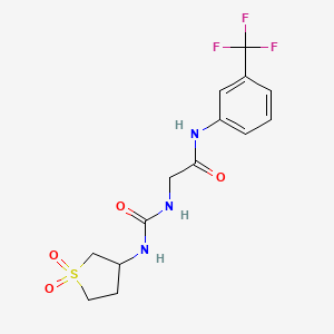 molecular formula C14H16F3N3O4S B12149700 N~2~-[(1,1-dioxidotetrahydrothiophen-3-yl)carbamoyl]-N-[3-(trifluoromethyl)phenyl]glycinamide 
