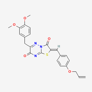 molecular formula C24H21N3O5S B12149729 (2Z)-6-(3,4-dimethoxybenzyl)-2-[4-(prop-2-en-1-yloxy)benzylidene]-7H-[1,3]thiazolo[3,2-b][1,2,4]triazine-3,7(2H)-dione 