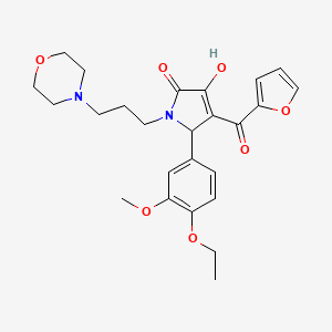 molecular formula C25H30N2O7 B12149799 5-(4-ethoxy-3-methoxyphenyl)-4-(2-furoyl)-3-hydroxy-1-[3-(4-morpholinyl)propyl]-1,5-dihydro-2H-pyrrol-2-one 