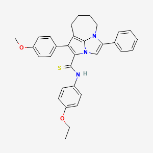 molecular formula C32H31N3O2S B12149829 N-(4-ethoxyphenyl)-1-(4-methoxyphenyl)-4-phenyl-5,6,7,8-tetrahydro-2a,4a-diazacyclopenta[cd]azulene-2-carbothioamide 