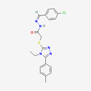 molecular formula C20H20ClN5OS B12149854 N-[(E)-(4-chlorophenyl)methylideneamino]-2-[[4-ethyl-5-(4-methylphenyl)-1,2,4-triazol-3-yl]sulfanyl]acetamide 