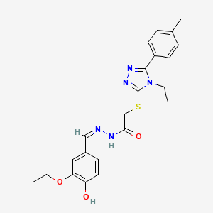 molecular formula C22H25N5O3S B12149928 N'-[(Z)-(3-ethoxy-4-hydroxyphenyl)methylidene]-2-{[4-ethyl-5-(4-methylphenyl)-4H-1,2,4-triazol-3-yl]sulfanyl}acetohydrazide 
