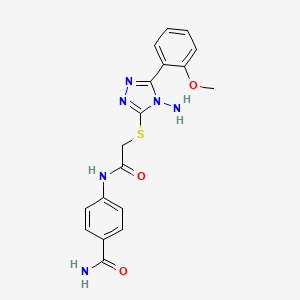 molecular formula C18H18N6O3S B12149945 4-{2-[4-Amino-5-(2-methoxyphenyl)-1,2,4-triazol-3-ylthio]acetylamino}benzamide 