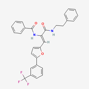 molecular formula C29H23F3N2O3 B12149953 N-[(1Z)-3-oxo-3-[(2-phenylethyl)amino]-1-{5-[3-(trifluoromethyl)phenyl]furan-2-yl}prop-1-en-2-yl]benzamide 