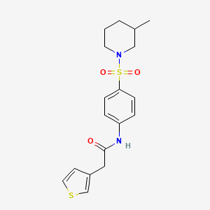 molecular formula C18H22N2O3S2 B12149976 N-{4-[(3-methylpiperidin-1-yl)sulfonyl]phenyl}-2-(thiophen-3-yl)acetamide 