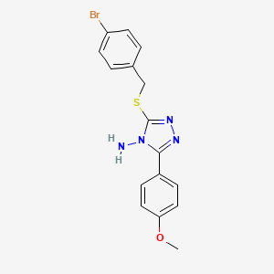 molecular formula C16H15BrN4OS B12149989 3-[(4-Bromophenyl)methylthio]-5-(4-methoxyphenyl)-1,2,4-triazole-4-ylamine 