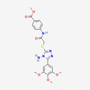 molecular formula C21H23N5O6S B12150014 methyl 4-[({[4-amino-5-(3,4,5-trimethoxyphenyl)-4H-1,2,4-triazol-3-yl]sulfanyl}acetyl)amino]benzoate 