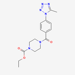 molecular formula C16H20N6O3 B12150018 ethyl 4-{[4-(5-methyl-1H-tetrazol-1-yl)phenyl]carbonyl}piperazine-1-carboxylate 