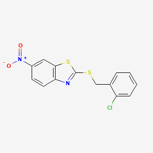 molecular formula C14H9ClN2O2S2 B1215003 2-[(2-Chlorophenyl)methylthio]-6-nitro-1,3-benzothiazole 