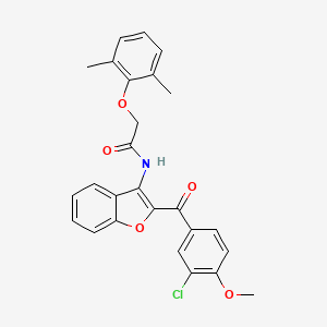 molecular formula C26H22ClNO5 B12150129 N-{2-[(3-chloro-4-methoxyphenyl)carbonyl]-1-benzofuran-3-yl}-2-(2,6-dimethylphenoxy)acetamide 