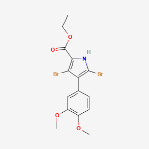 molecular formula C15H15Br2NO4 B1215020 Ethyl 3,5-dibromo-4-(3,4-dimethoxyphenyl)-1H-pyrrole-2-carboxylate 