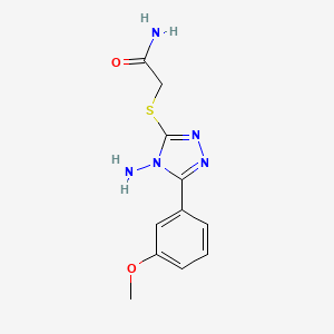 molecular formula C11H13N5O2S B12150203 2-{[4-amino-5-(3-methoxyphenyl)-4H-1,2,4-triazol-3-yl]sulfanyl}acetamide 