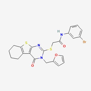 molecular formula C23H20BrN3O3S2 B12150237 N-(3-bromophenyl)-2-[3-(2-furylmethyl)-4-oxo(3,5,6,7,8-pentahydrobenzo[b]thiop heno[2,3-d]pyrimidin-2-ylthio)]acetamide 