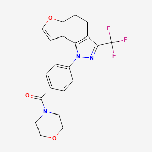 molecular formula C21H18F3N3O3 B12150247 morpholin-4-yl{4-[3-(trifluoromethyl)-4,5-dihydro-1H-furo[2,3-g]indazol-1-yl]phenyl}methanone 