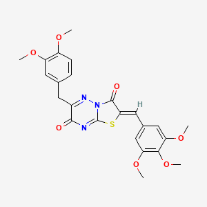 molecular formula C24H23N3O7S B12150282 (2Z)-6-(3,4-dimethoxybenzyl)-2-(3,4,5-trimethoxybenzylidene)-7H-[1,3]thiazolo[3,2-b][1,2,4]triazine-3,7(2H)-dione 
