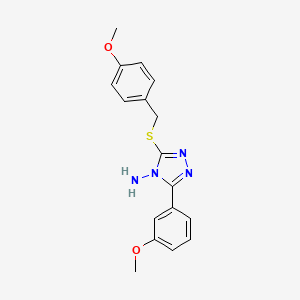 molecular formula C17H18N4O2S B12150319 5-(3-Methoxyphenyl)-3-[(4-methoxyphenyl)methylthio]-1,2,4-triazole-4-ylamine 