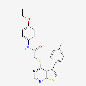 molecular formula C23H21N3O2S2 B12150356 N-(4-ethoxyphenyl)-2-{[5-(4-methylphenyl)thieno[2,3-d]pyrimidin-4-yl]sulfanyl}acetamide 