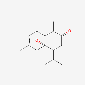 molecular formula C15H24O2 B1215036 6,10-Dimethyl-3-propan-2-ylcyclodec-6-ene-1,4-dione 
