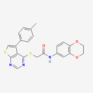 molecular formula C23H19N3O3S2 B12150381 N-(2,3-dihydro-1,4-benzodioxin-6-yl)-2-{[5-(4-methylphenyl)thieno[2,3-d]pyrimidin-4-yl]sulfanyl}acetamide 