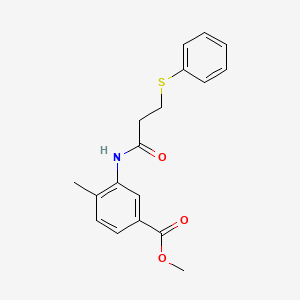 molecular formula C18H19NO3S B1215044 4-Methyl-3-[[1-oxo-3-(phenylthio)propyl]amino]benzoic acid methyl ester 