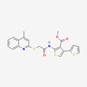 molecular formula C22H18N2O3S3 B12150453 Methyl 2-[2-(4-methyl(2-quinolylthio))acetylamino]-4-(2-thienyl)thiophene-3-ca rboxylate 