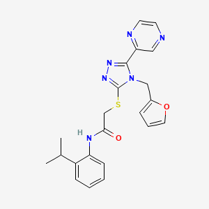molecular formula C22H22N6O2S B12150519 2-{[4-(furan-2-ylmethyl)-5-(pyrazin-2-yl)-4H-1,2,4-triazol-3-yl]sulfanyl}-N-[2-(propan-2-yl)phenyl]acetamide 