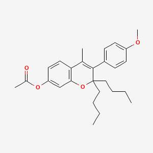 2,2-Dibutyl-3-(4-methoxyphenyl)-4-methyl-2H-1-benzopyran-7-ol acetate