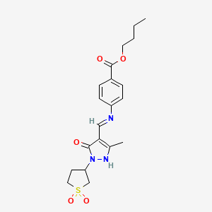 molecular formula C20H25N3O5S B12150624 butyl 4-({(E)-[1-(1,1-dioxidotetrahydrothiophen-3-yl)-3-methyl-5-oxo-1,5-dihydro-4H-pyrazol-4-ylidene]methyl}amino)benzoate 