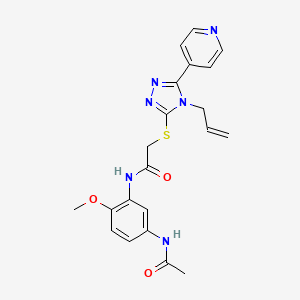 molecular formula C21H22N6O3S B12150644 N-[5-(acetylamino)-2-methoxyphenyl]-2-(4-prop-2-enyl-5-(4-pyridyl)(1,2,4-triaz ol-3-ylthio))acetamide 