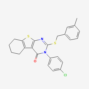 molecular formula C24H21ClN2OS2 B12150660 3-(4-chlorophenyl)-2-[(3-methylbenzyl)sulfanyl]-5,6,7,8-tetrahydro[1]benzothieno[2,3-d]pyrimidin-4(3H)-one 