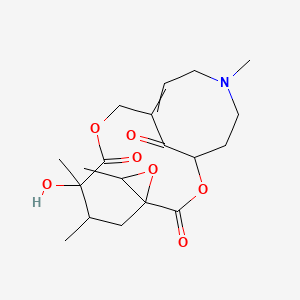 molecular formula C19H27NO7 B1215067 7-Hydroxy-3',6,7,14-tetramethylspiro[2,9-dioxa-14-azabicyclo[9.5.1]heptadec-11-ene-4,2'-oxirane]-3,8,17-trione 