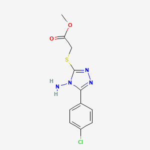 molecular formula C11H11ClN4O2S B12150674 Methyl 2-[4-amino-5-(4-chlorophenyl)-1,2,4-triazol-3-ylthio]acetate 