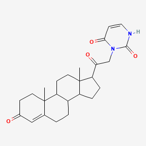 molecular formula C25H32N2O4 B1215068 3-[2-(10,13-dimethyl-3-oxo-1,2,6,7,8,9,11,12,14,15,16,17-dodecahydrocyclopenta[a]phenanthren-17-yl)-2-oxoethyl]-1H-pyrimidine-2,4-dione 