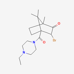 molecular formula C17H27BrN2O2 B12150681 3-Bromo-4-(4-ethyl-piperazine-1-carbonyl)-1,7,7-trimethyl-bicyclo[2.2.1]heptan-2-one 