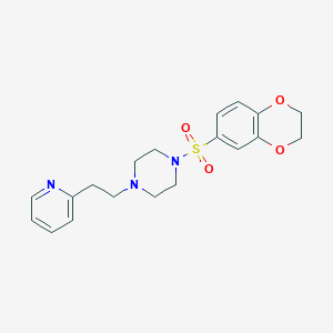 molecular formula C19H23N3O4S B12150690 1-(2,3-Dihydro-1,4-benzodioxin-6-ylsulfonyl)-4-[2-(pyridin-2-yl)ethyl]piperazine 