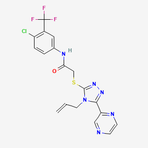 molecular formula C18H14ClF3N6OS B12150748 N-[4-chloro-3-(trifluoromethyl)phenyl]-2-{[4-(prop-2-en-1-yl)-5-(pyrazin-2-yl)-4H-1,2,4-triazol-3-yl]sulfanyl}acetamide 