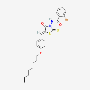 molecular formula C25H27BrN2O3S2 B12150749 2-bromo-N-{(5Z)-5-[4-(octyloxy)benzylidene]-4-oxo-2-thioxo-1,3-thiazolidin-3-yl}benzamide 