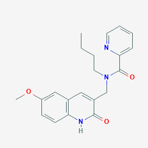 molecular formula C21H23N3O3 B1215076 N-butyl-N-[(6-methoxy-2-oxo-1H-quinolin-3-yl)methyl]-2-pyridinecarboxamide 