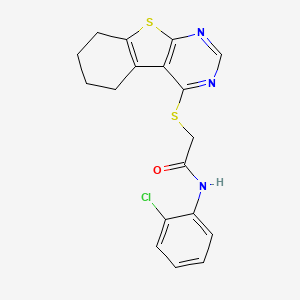 molecular formula C18H16ClN3OS2 B12150839 N-(2-chlorophenyl)-2-{8-thia-4,6-diazatricyclo[7.4.0.0^{2,7}]trideca-1(9),2,4,6-tetraen-3-ylsulfanyl}acetamide 