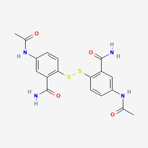 molecular formula C18H18N4O4S2 B1215084 2,2'-Dithiobis-(5-(acetylamino)-benzamide) CAS No. 171744-41-5